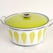 SALE Vintage 60s CATHRINEHOLM Dutch Oven Pot Lotus Pattern Lime Green White 7 Quart