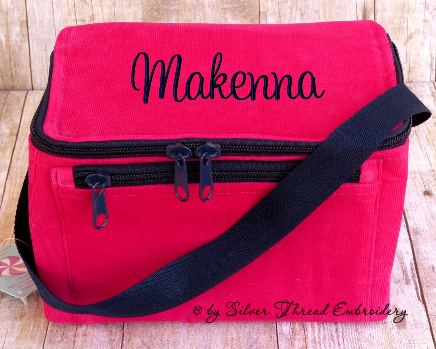 Personalized Lunch Bag Hot Pink Corduroy Name Monogrammed Box