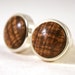 Cuffinks - Hawaiian Curly Koa in Sterling Silver Bezel (CL-564)