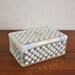 Vintage Moonstone milk glass cigarette box with lid, Anchor Hocking