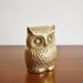 Large vintage brass owl coin bank