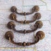4 vintage brass metal chunky pull handles with round end pieces includes hardware