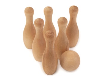 Bowling Toy with Wooden Ball - Wooden Bowling Set - Skittles - Bowling Pins - Toddler Gift - Wood Bowling Toy - Bowling Game -Bowling -TY36