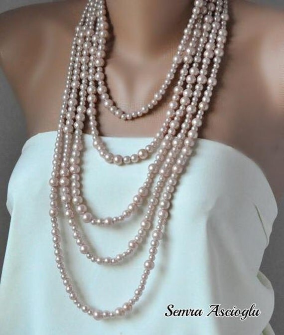 Ready to Ship Blush Pearl NecklaceWeddings Blush Pearl