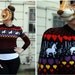 Vintage 80s Sweater with Unicorns and Hearts and Puffy Shoulders - sz S