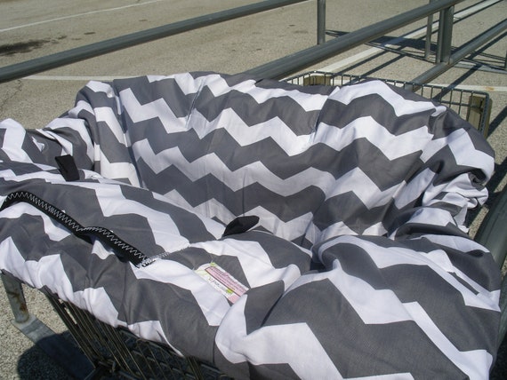 Shopping Cart cover  for boy or girl.....Large Chevron in Gray