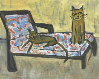 Lounge Cats. Original oil painting by Vivienne Strauss.