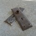 Vintage Architectural Salvage Restoration Hardware Style Old Building Fragment Art Deco Escutcheon Key and Door Knob Back Plate Shabby Chic
