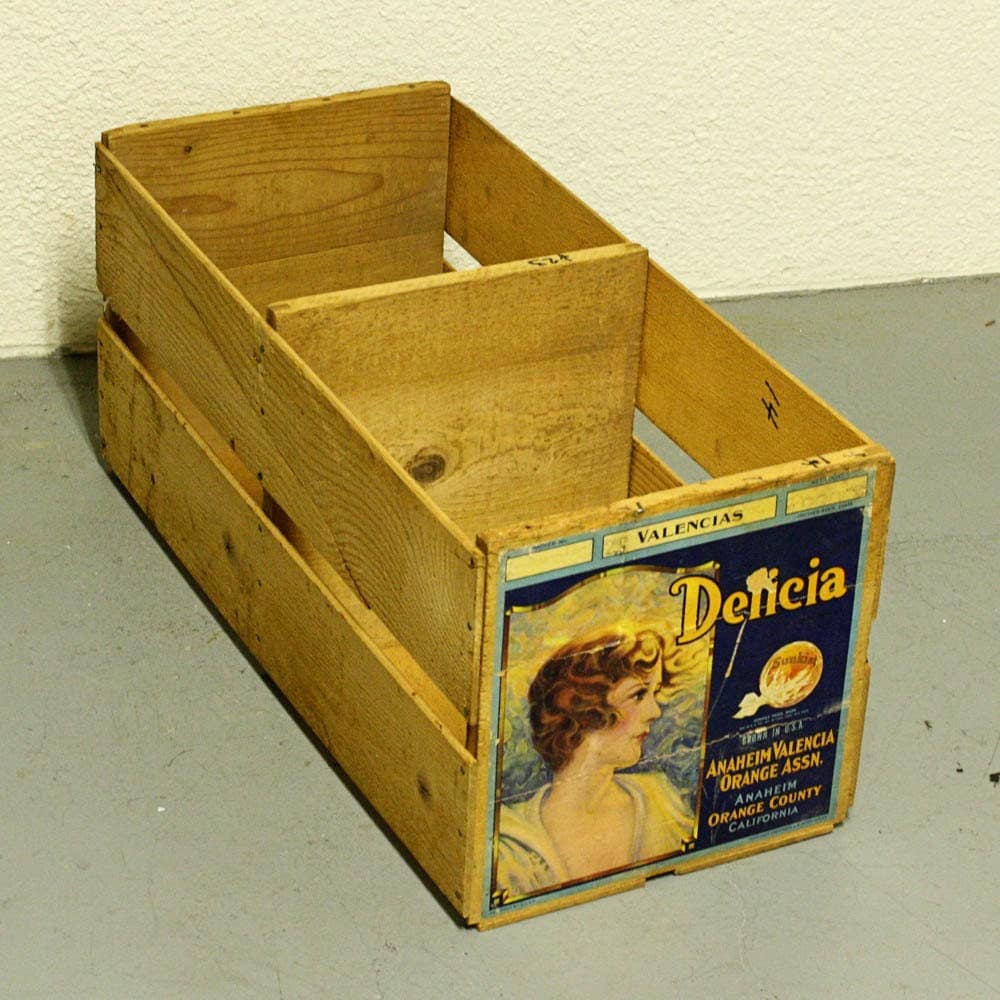 Vintage wood crate wood box produce crate fruit crate