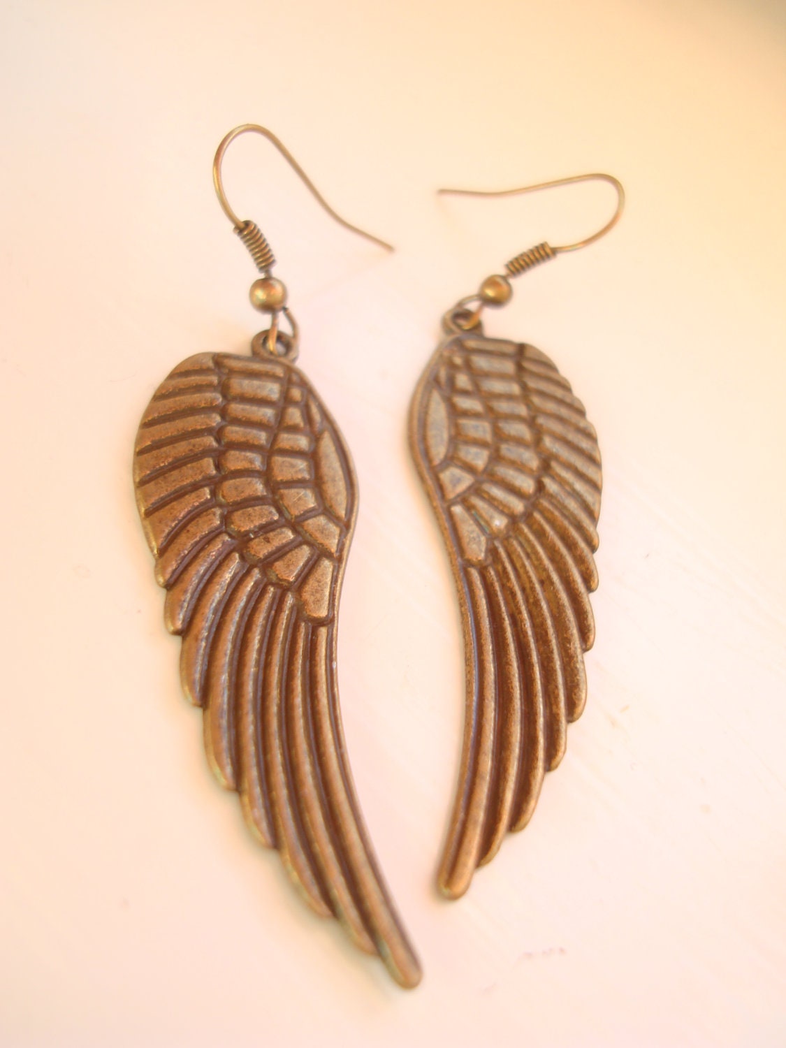 Gold Tone Angel Wing Earrings with Gold Plated Earwires
