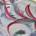 Vintage Barkcloth Fabric 3 yards - Grey Rose Blue Green - Tropical Bark Cloth Nubby Cotton