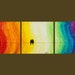 36" Original Modern Abstract Heavy Texture Palette Knife Painting Landscape Love Birds Wall Décor "Over The Rainbow " by QIQIGALLERY