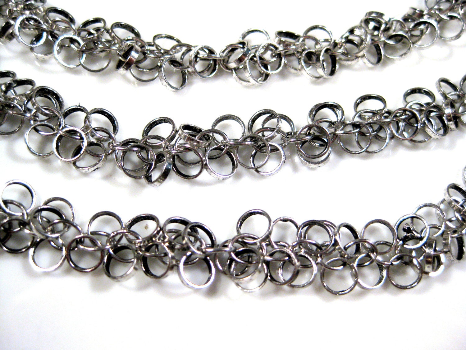 Antique Silver Multi Loop chain with 2 extra loops per link by