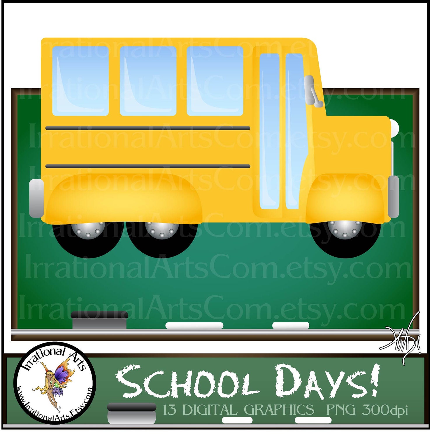 School Days Clip Art Graphics INSTANT DOWNLOAD digital files