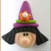 SALE Polymer Clay Bead or Bow Center Purple Hat Witch