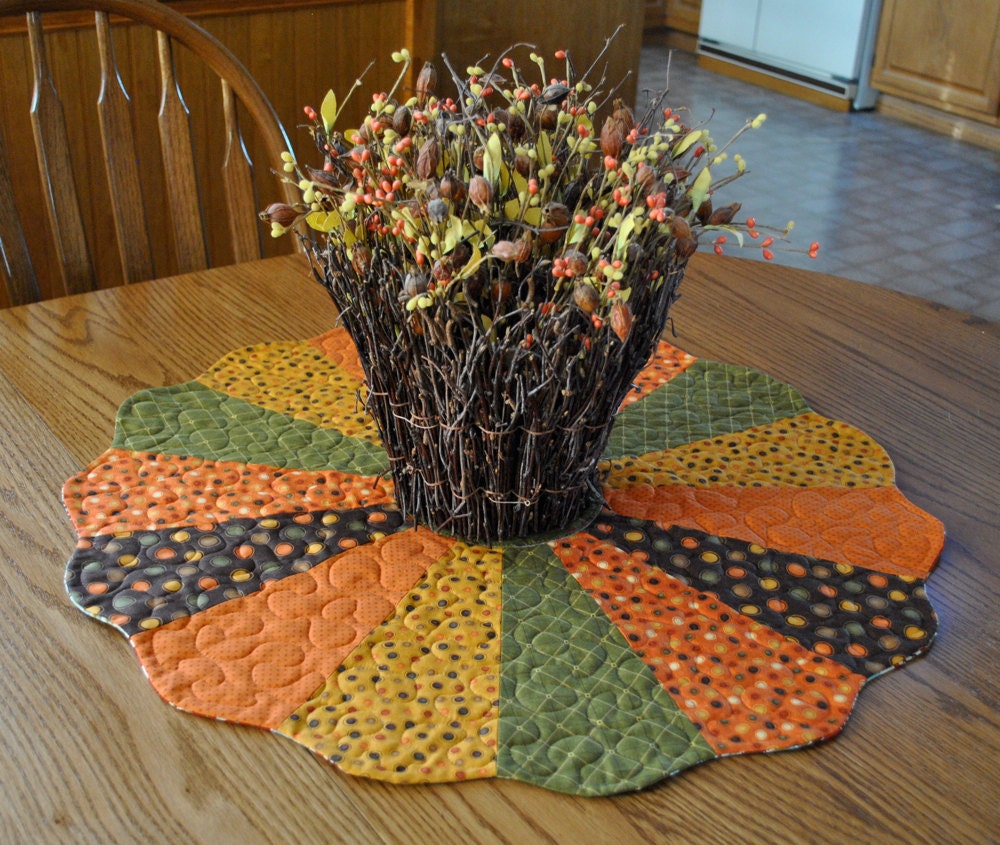 Fall and Christmas Reversible Dresden Plate Table Topper