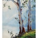 Australian Gum Trees Painting Original River Landscape by G. Gercken