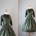 Vintage 50s Dress / 1950s Bow Neck Dress / Hunter Green Day Dress