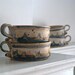 Vintage Studio Pottery Soup Bowl Set, Handmade Stoneware Soup Bowls