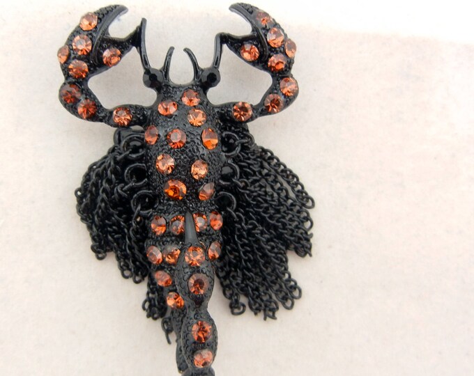 Black Epoxy Scorpion Slide Charm-Dimensional-Topaz Rhinestones