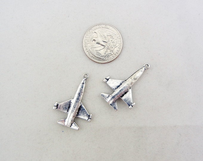 Antique Silver-tone Glider Plane Charms