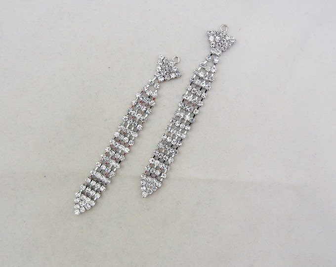 Silver-tone Rhinestone Tie Charms