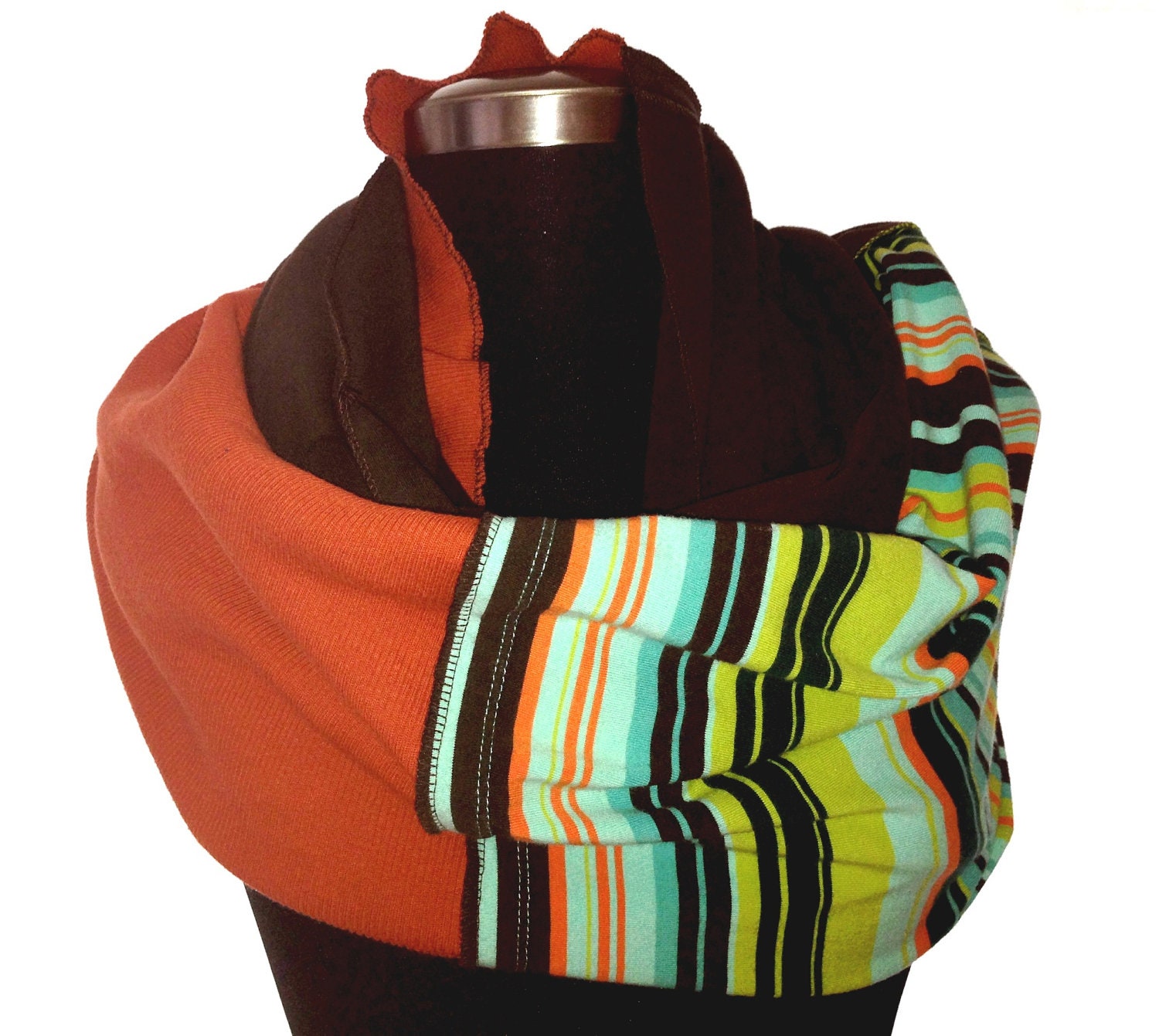 Fabulous Mobius Infinity Eternity Scarf Wrap Brown orange