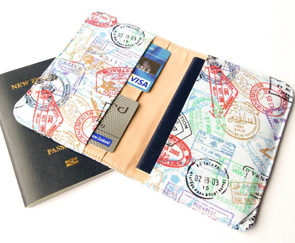 Fabric Passport Wallet Cover Holder in World by StitchbirdandFern
