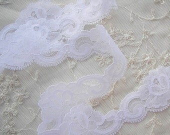 3yd Chic White Rose Flower lace Ribbon Trim Scrapbook Doll Quilt Bridal Veil