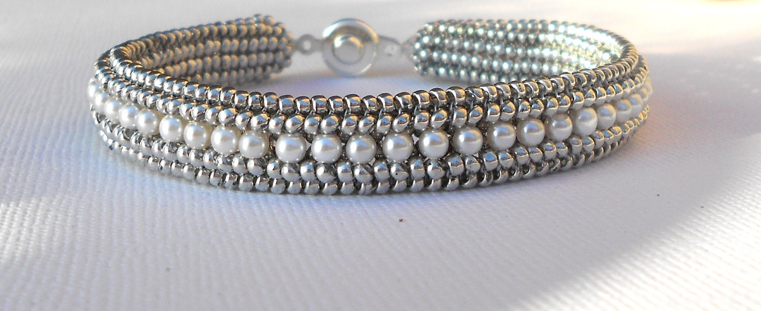 sterling silver beaded bracelet by beadnurse on Etsy