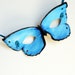 Leather Butterfly Mask-Hand Painted Blue Childrens Mask-Costume Party Masquerade Halloween