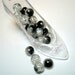 Clear Crackle Glass with Black Round Beads (Qty 20) - B1418