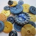 Vintage Buttons - Cottage chic mix of blue and yellow, old and sweet - 18 total (2158)