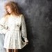 Vintage 1970s Sweet Floral Baby Doll Dress Prairie Style with Eyelet Lace, Sheer Balloon Sleeves