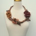 Felted Flower Faerie Necklace Mustard, Bordeaux Deep Red, Rust, Brown and Grey