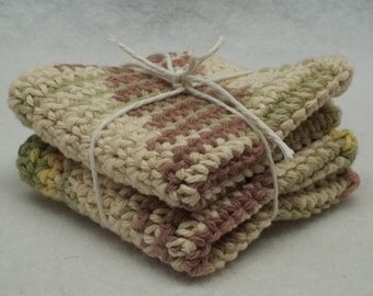 Crocheted beige cotton facecloth,crocheted washcloth,crocheted dishcloth,eco friendly washcloth,crochet cotton washcloth,crochet facecloth