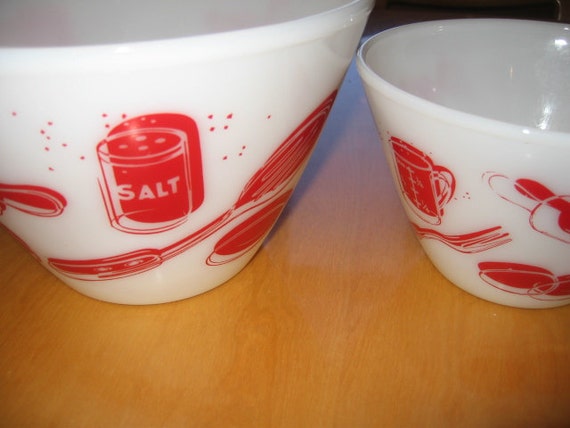 king kitchen bowl fire aids Proof 50s 40s Aids Vintage Splash Red KIng Mixing Kitchen Fire