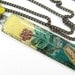 Yellow Flower BLOOM necklace, Hand painted pendant, Long brass Chain Necklace