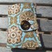 Tea Bag Wallet or Holder in Aqua and Tan Medallions and Floral