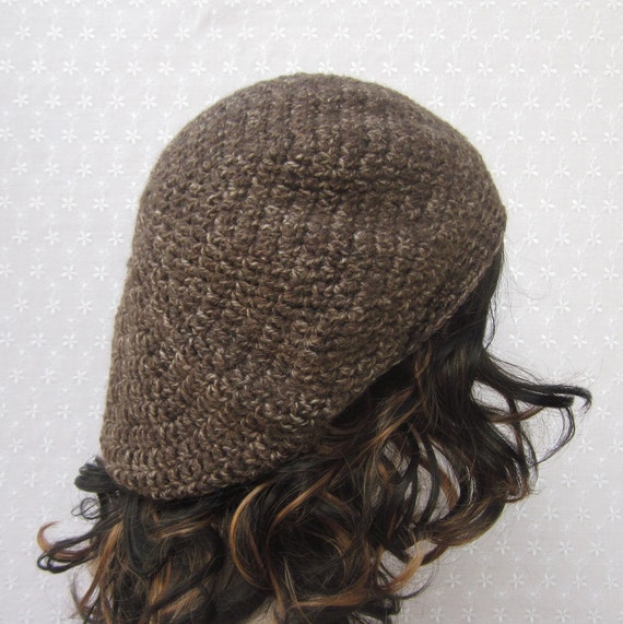 Brown Slouchy Crochet Hat Womens Slouch Beret Ladies Tam
