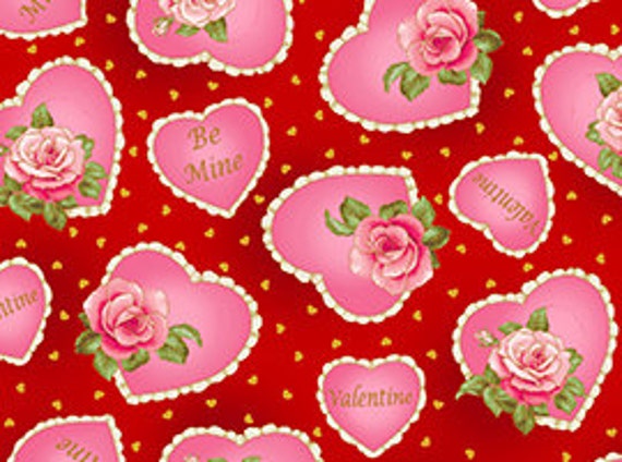 LAST ONE Vintage Style Retro Valentines Day Be Mine Fabric