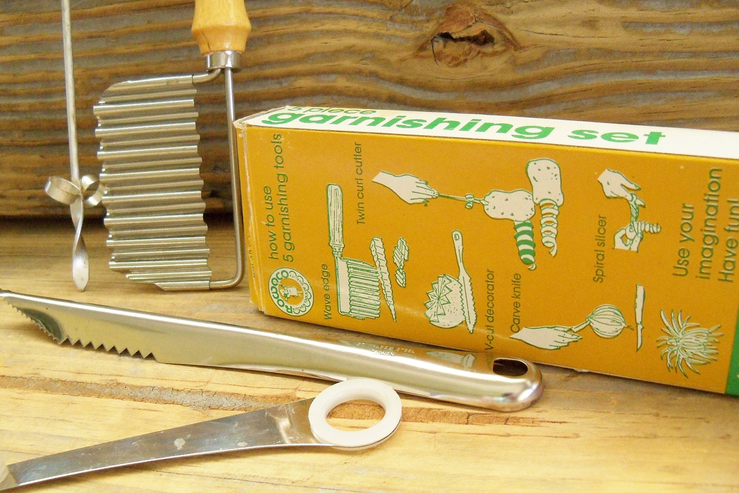 Vintage Garnishing Kitchen Tools Rowoco 1980s Original Box 5