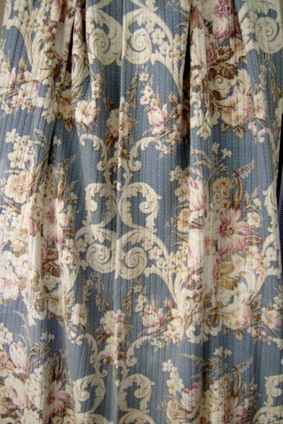 SALE Vintage 1930s Floral Barkcloth Drapery by truevintagestyle