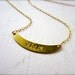 custom name necklace - gold, brass, personalize, initial, mantra, crescent moon pendant