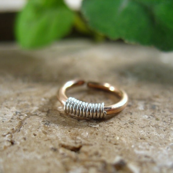 Gauged Hoop Earring Endless Pink Gold Sterling Silver SINGLE