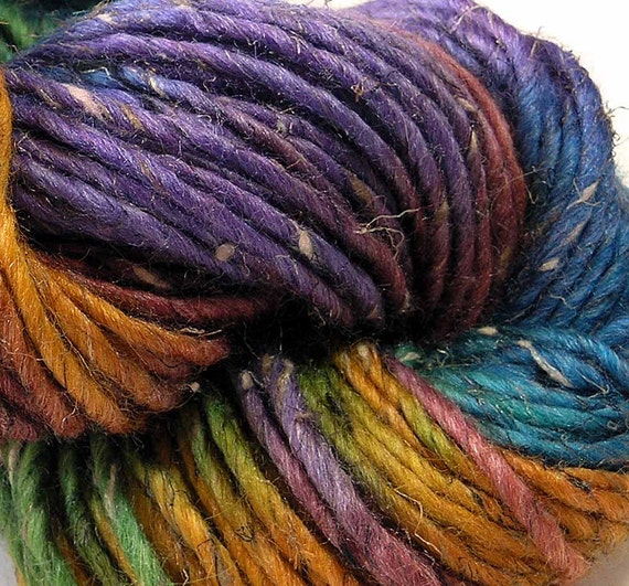 Hand Dyed Bulky Tweed Wool Yarn Autumn Flower