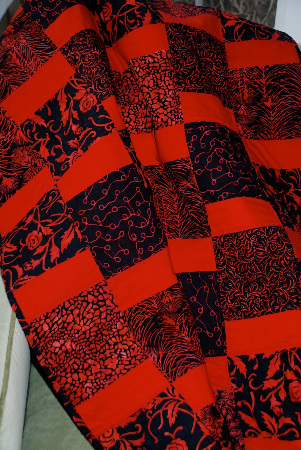 Red and Black Handmade Quilt