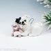 English Bulldog Christmas Ornament Figurine teddy bear Porcelain