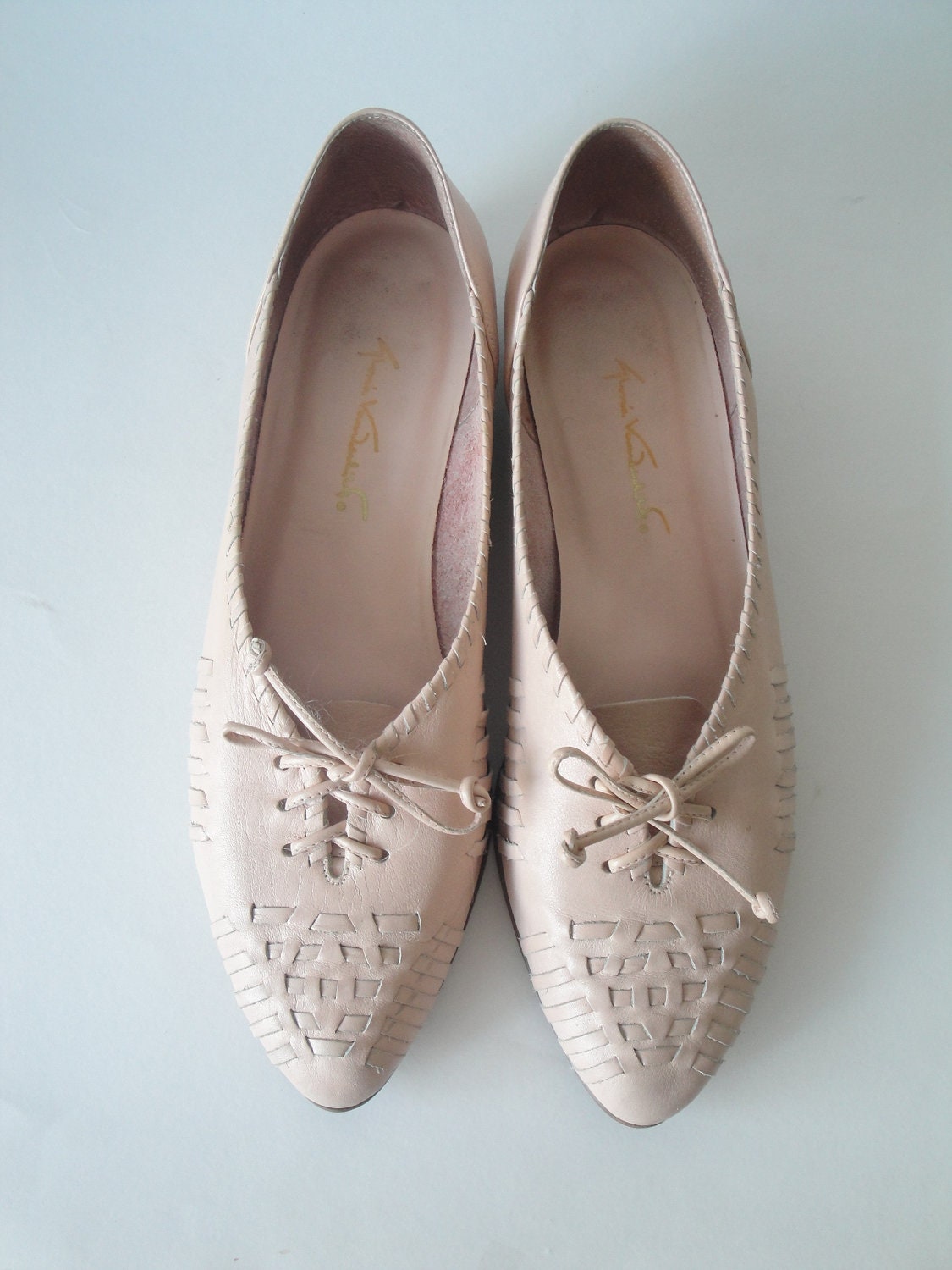Vintage Gloria Vanderbilt Shoes Pale Pink Leather Flat size 8