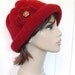 Cloche Wool Felted Red Womens Warm Winter Hat